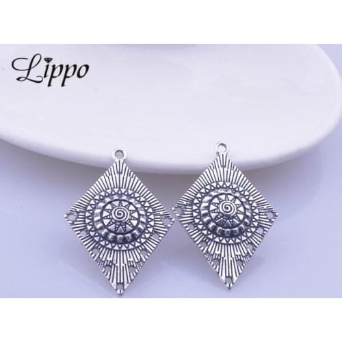 12pcs Zinc Alloy Antique Silver color Rhombus Earring Making Connector Drop Ear Connector Posts Base Settings Jewelry Making