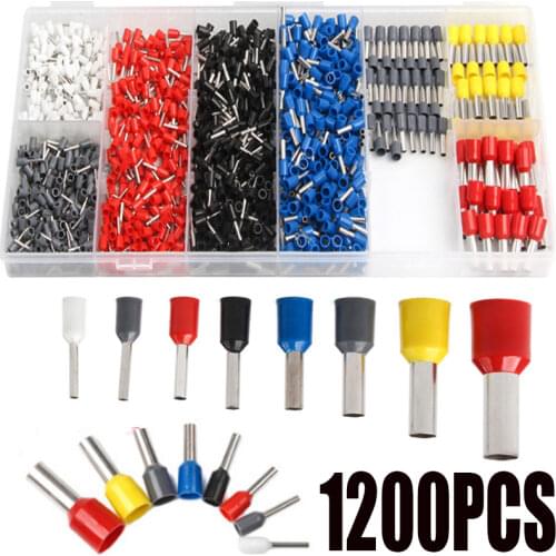 1200Pcs Insulated Ferrules Terminal Block Cord End Wire Connector Electrical Crimp Terminator 8-22 AWG