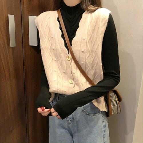 2021 spring and autumn fashion new solid color sweater vest twist knit short sleeveless western casual top