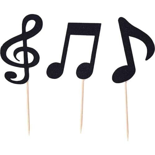 30 Pcs Music Notes Themed Cupcake Topper Paper Cake Inserts Card Wedding Cake Topper Decoration