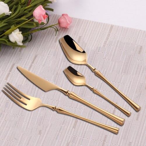 4pcs Stainless Steel Tableware Gold Cutlery Set Matte Silverware Knife Spoon Fork Dinnerware Set Kitchen Dinner Accessories