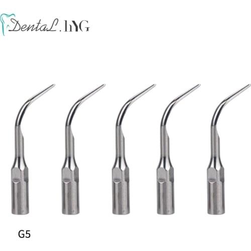 5pcs G5 Dental Scaler Tips Fit EMS Woodpecker Ultrasonic Scaler Handpiece Dental Ultrasonic Scaler Scaling Tip