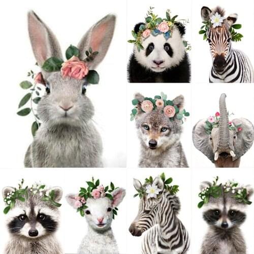 5D DIY Diamond Painting Panda Rabbit Flower Full Drill Handmade Hobby Cross Stitch Home Decor Art Picture Mosaic Embroidery Kits