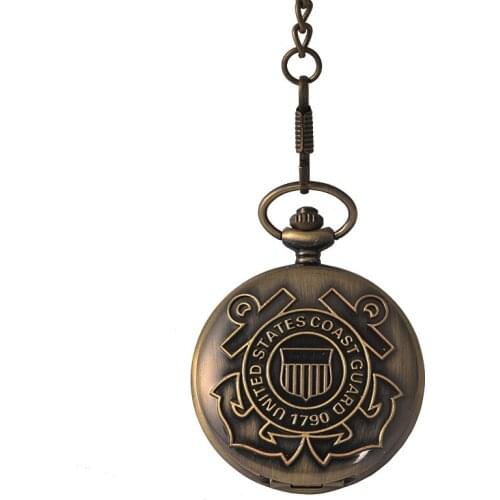 8831Retro large bronze relief crown quartz pocket quartz watch iron anchor retro pocket watch with necklace