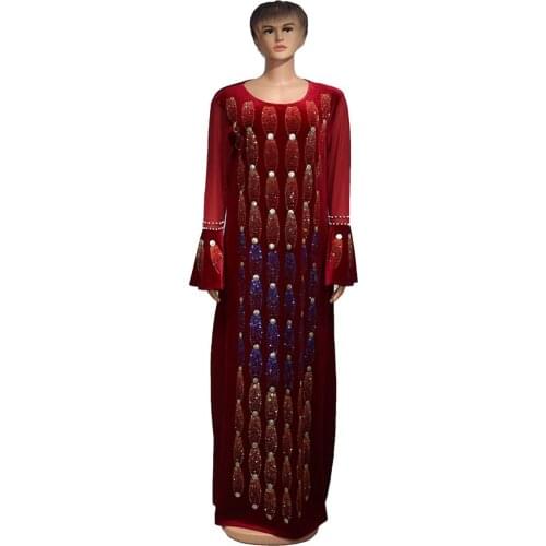 Velvet Dresses For Women 2021 New Fashion Autumn Winter Dashiki Long Sleeve Stretch Drill Maxi Dress Robe Femme African Dresses
