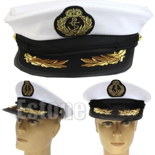 White Adult Yacht Boat Captain Navy Cap Costume Party Cosplay Dress Sailor Hat