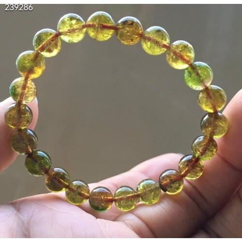 Genuine Natural Yellow Tourmaline Crystal Bracelet 8mm Clear Round Beads Women Crystal Jewelry Candy Tourmaline AAAAAAA