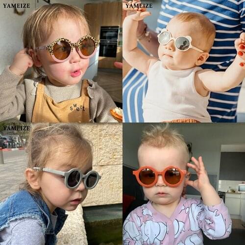 Kids Sunglasses Girls Boys Flower Sunglasses Children Round Glasses Baby Shades Fashion Bear Shape Sunglasses UV400 Protection