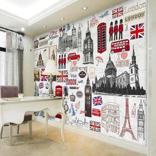 European Retro London Wall Mural 3D Poster Murals Wallpaper for Living Room TV Background House Decor Painting Wall Paper Mural