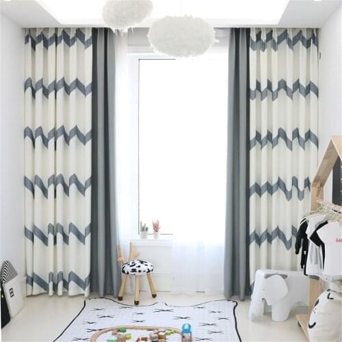 GYC2453 Gyrohome 1PC Blackout Curtain Big W Pattern Splice Solid Color "Customised" Window Linen LivingRoom Dec