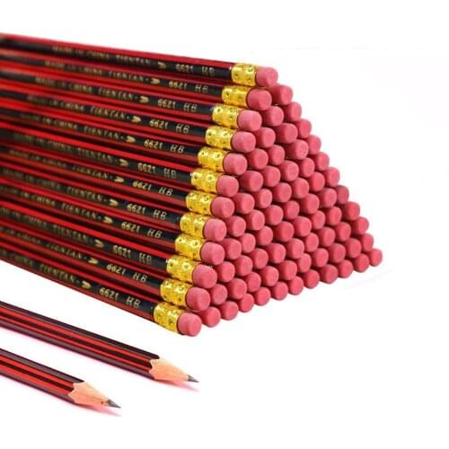 30/50/100Pcs /Lot Sketch Pencil Wooden Lead Pencils HB Pencil With Eraser Children Drawing Pencil School Writing Stationery