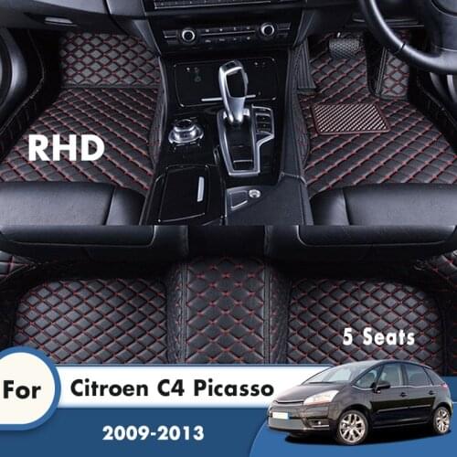 RHD Carpets For Citroen C4 Picasso 5 Seats 2013 2012 2011 2010 2009 Car Floor Mats Custom Car Interior Decoration Accessories