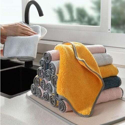 Kitchen Anti-Grease Wip Rags Tableware Absorbent Microfiber Clean Cloth Handkerchiefs Home Wash Dishes Kitchen Cleaning Towel