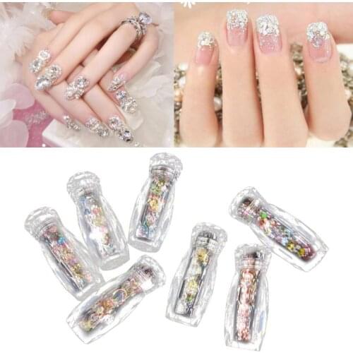 Hot Mermaid Beauty Nail Gradient Pearls Sequins Glitter Dazzling Manicure Nail Art Decoration wholesale #F