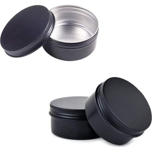 50Pcs 20g Metal Aluminum Round Tin Cans Box Black Empty Cosmetic Cream Jar Pot Case Screw Thread Lid Lip Balm Container