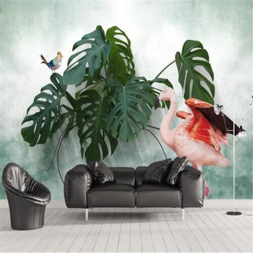 Milofi custom 3D photo wallpaper mural Nordic small fresh turtle leaf flamingo background wall painting decorative painting