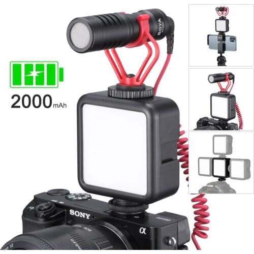Mini Portable Rechargeable LED Video Light Triple Cold Shoe Vlog Fill Light Photography Lighting vlog kit