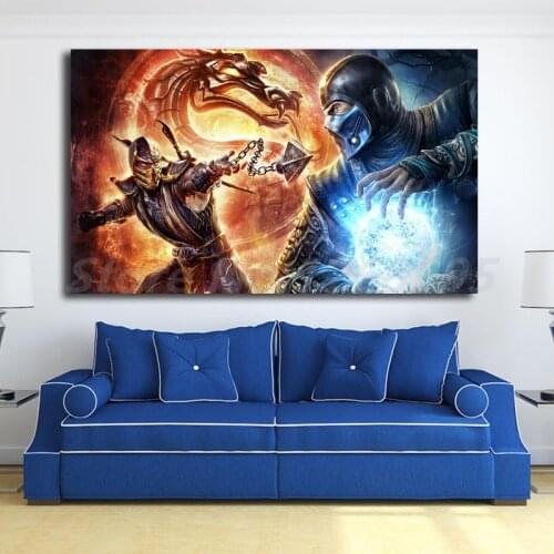 Mortal Kombat Scorpion Vs Sub Zero Wallpaper HD Art Canvas Poster Painting Wall Picture Print For Modern Home Bedroom Decoration