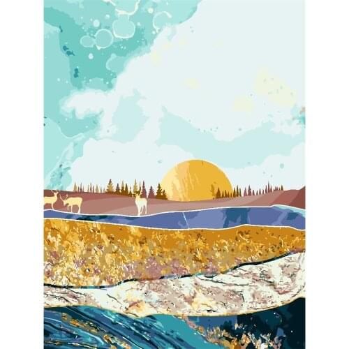 Landscape Mountain Sunrise DIY Embroidery Cross Stitch 11CT Kits Craft Needlework Set Printed Canvas Cotton Thread Home Sell