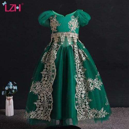 LZH 2021 Performance Clothing For Kid 3-10 Year Baby Girl Princess Dress Net Yarn Children Dresses New Clothes For Girls Costume