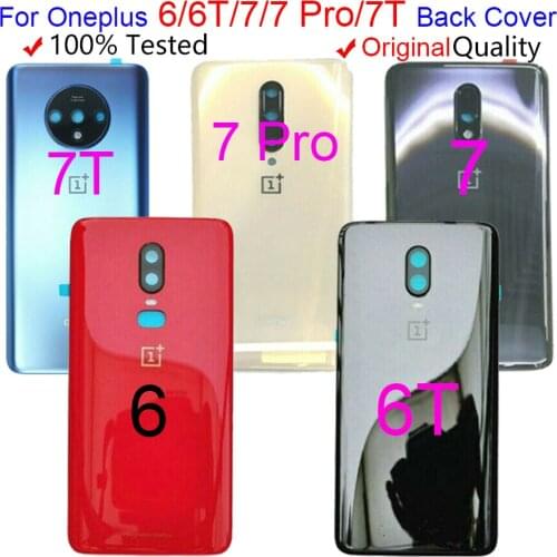 Original Glass For OnePlus 6 6T Back Battery Cover Door Rear Glass 7T 7 Pro 7 Battery Cover 1+6T Housing Case + Camera Lens