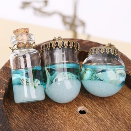 Wish Vial Ocean Glass Bottle Pendant Necklaces For Women Girls Birthday Gift Vintage Mermaid Tears Shells Star Chain Necklace