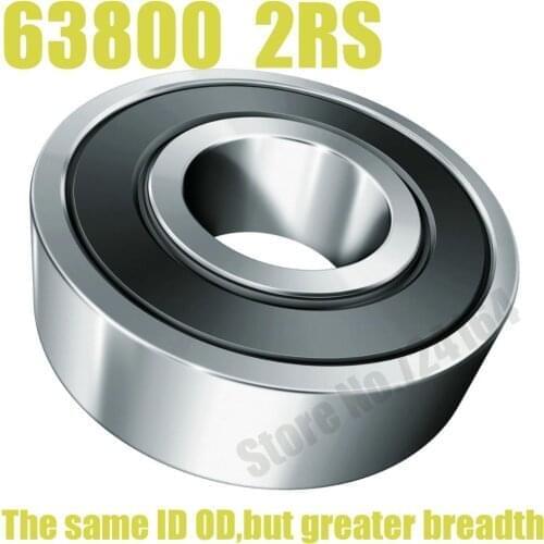 10PCS ABEC-5 Excavator bearing 63800 2RS 63800-2RS 10*19*7mm 10X19X7mm Double Shielded Deep Ball Bearings Large breadth