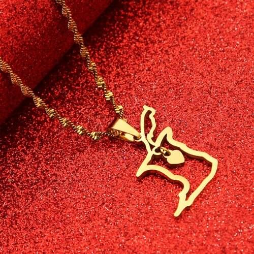 Trinidad and Tobago Map Flag Pendant and Necklace Gold Color Trendy Jewelry Gift