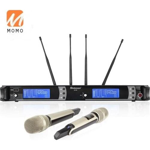 Guangzhou Professional wireless vocal mic set 2 UHF dynamic handheld wireless microphone