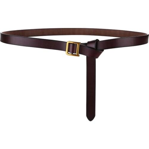 Luxury Cowhide Women Belt Genuine Leather Ladies Thin Belts Fashion High Quality Female Jeans Windbreaker Waistband