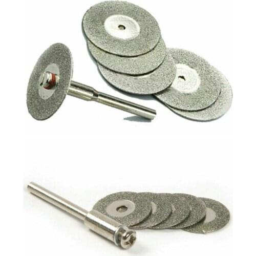 5pcs 22mm Diamond Coated Cutting Wheels Saw Blades Disc + 1pcs Mandrel , For Power Rotary Tool