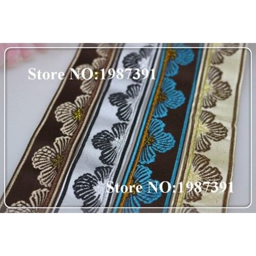 Mixed set 4yards/lot wide 3cm Woven Jacquard Ribbon flowers design LS-5359