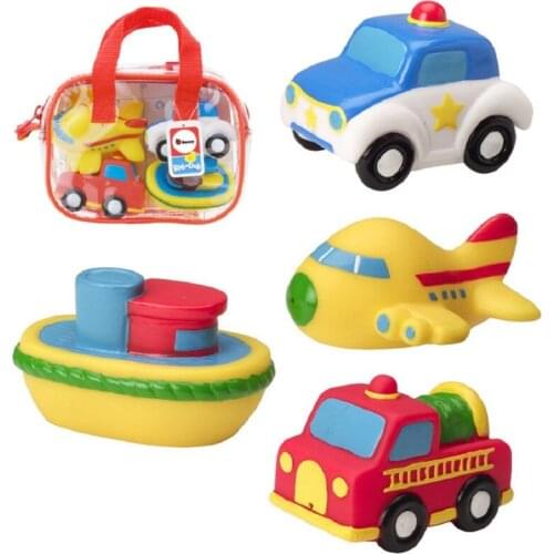 Sozzy 4pcs Baby Bath Squirters for the Tub Toy Classic Vehicles Toy Soft Plastic Baby Bath Toy Engines Cars Planes Toy 6m