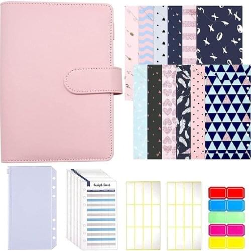 PPYY-A6 Budget Binder PU Leather Binder Cover Cash Envelopes System, Budget Sheets and Labels for Budgeting, Bill Planner