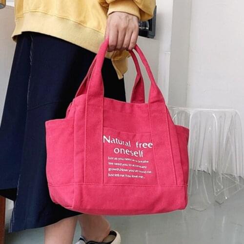 New Women Canvas Shoulder Bag Large Capacity Letters Print Handbag Simple Travel Female Big Tote Ladies Shopping Bag