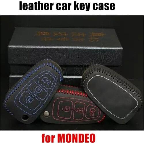 Only Red Hand Sewing Genuine Leather Car Key Case fit for FORD NEW FOCUS ESCORT ECOSPORT KUGA MONDEO fashion style
