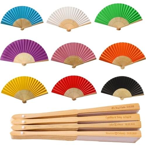 Personalized Engraved Paper Hand Fan Fold Vintage Paper Fans Wedding Favors Baby Shower Gift Wedding Decoration Hand Folding Fan