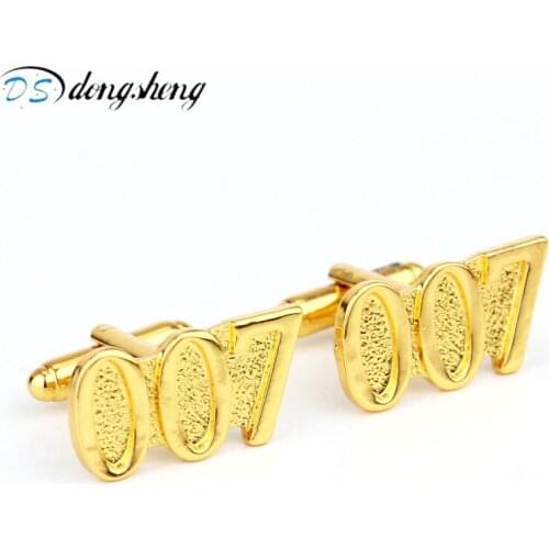 Dongsheng High Quality Movie hero Mens 007 James Bond Gold Color Fashion Mens Shirt Cufflinks Mens