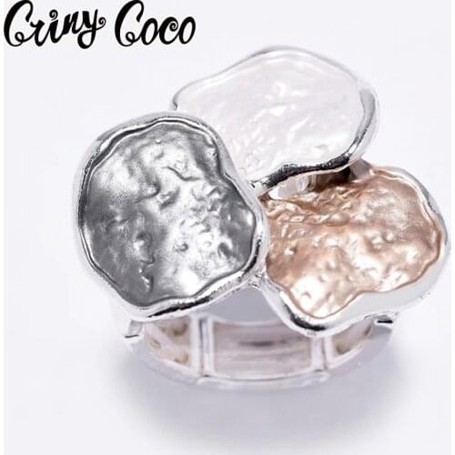 Cring Coco 2020 Big Geometric Rings for Women Classic Circle Enamel Metal Adjustable Ring Female Wholesale Luxury Brand Jewelry