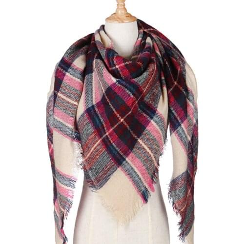 2019 New Winter Triangle Scarf For Women Plaid Warm Cashmere Scarves Female Shawls Pashmina Lady Bandana Wraps