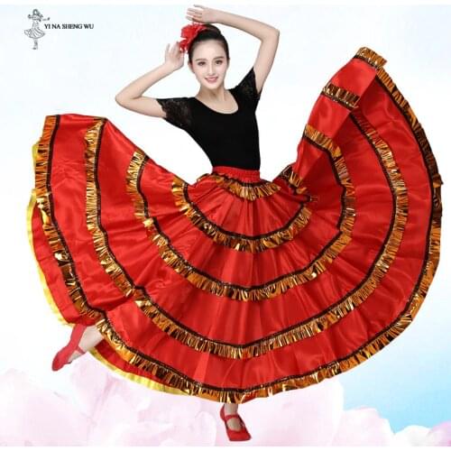 Adult Women belly dance costume long dance skirt Spain bullfighting dance bellydance big swing skirt performance Gypsy dancewear