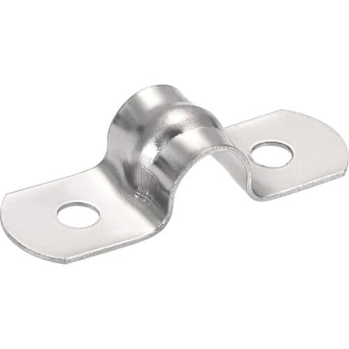 Uxcell 8mm(0.3") Rigid Pipe Strap, 2 Holes Tube Straps 201 Stainless Steel Clamp 16pcs