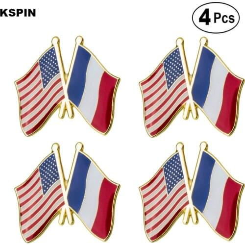 U.S.A France Friendship Flag Pin Lapel Pin Badge Brooch Icons 4pcs