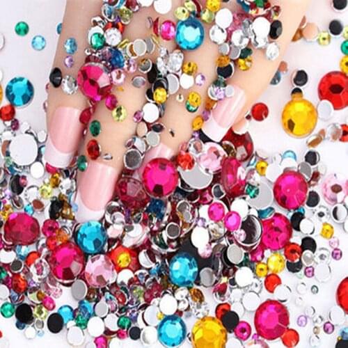 2000PCS/Pack 3D Nail Art Decorations Nail Rhinestones Diamond Rhinestones Mix ShapesRandom Color Nail Jewelry Crystals