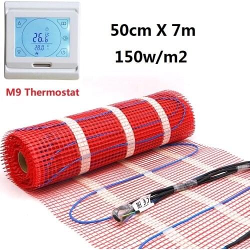 3.5m2 150w/m2 Warm Floor Mat 50cmX7m with Insulated Heating Cable Inside WiFi Thermostat Selection