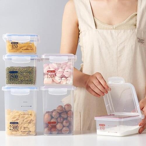 3PCS Clear Food Storage Container Plastic Cereal Container Pantry Jar With Lid PP Kitchen Storage Box Bottles Kitchen Tools