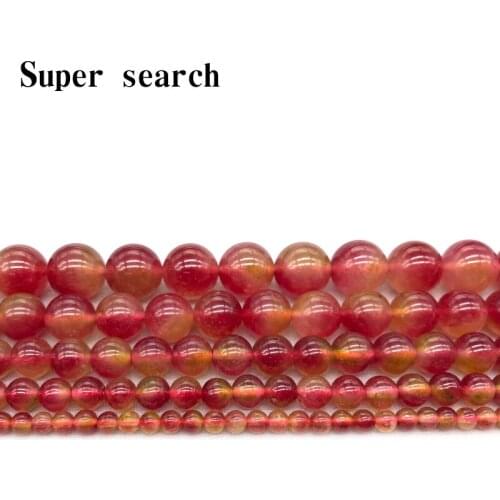 4/6/8/10/12mm Dyed Natural Stone Rose Green Loose Beads Watermelon Crystal Beads For Jewelry Making Necklace Bracelet DIY