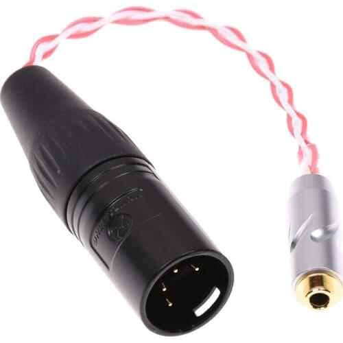 4 Pin XLR Male to 3.5mm TRRS Female Balanced Audio Adapter Silver Plated Cable Compatible