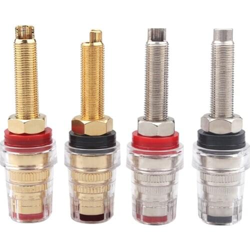4Pcs Audiophile Crystal Transparent Free Welding Long Binding Post Power Amplifier Banana Plug Interface Speaker Cable Accessory