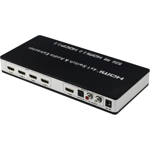 4K 60HZ 1080P Full HD HDMI 2.0 Switcher 4 In 1 Out 4x1 HDMI Switch Video Audio Extractor Converter for XBOX PS3 PS4 DVD PC To TV